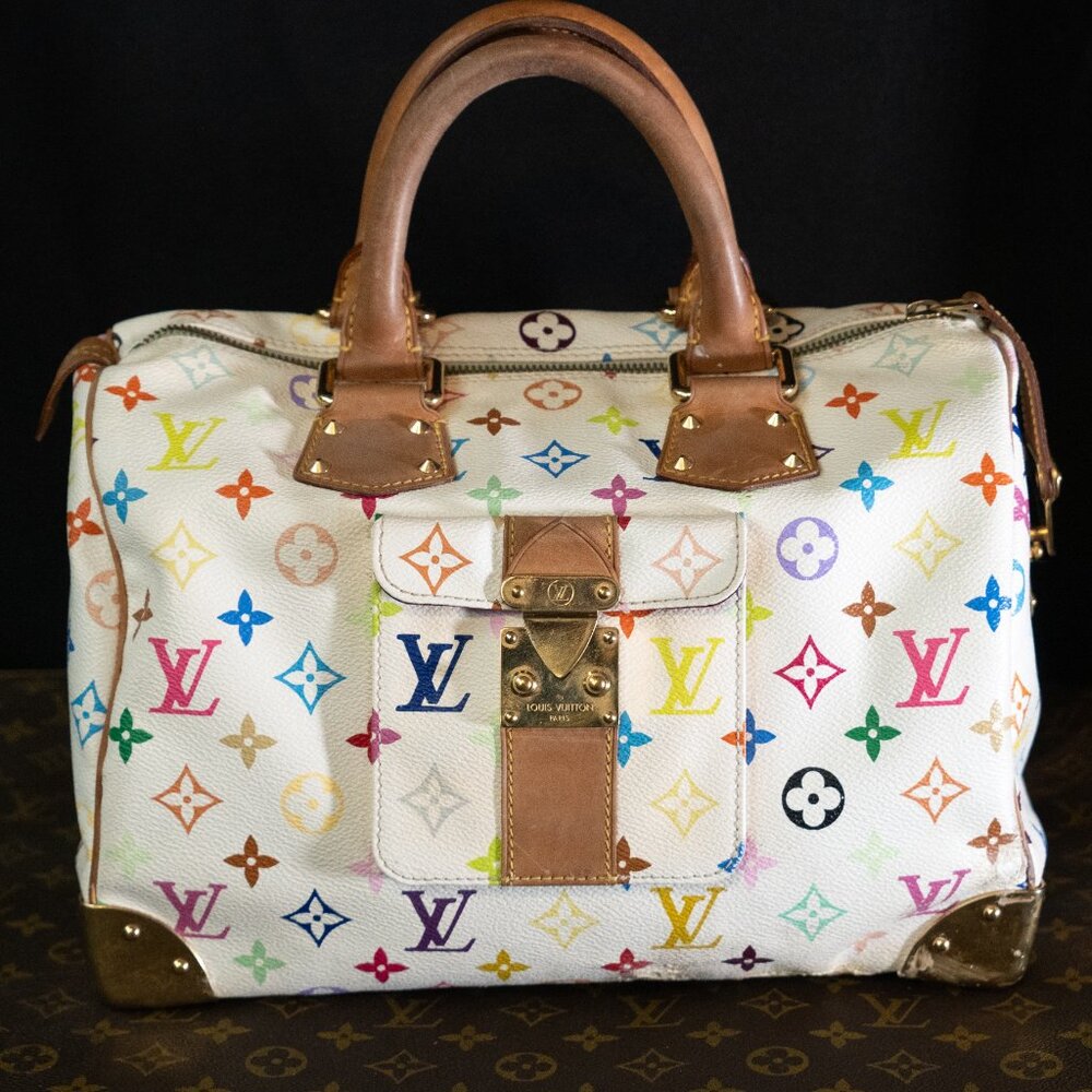LOUIS VUITTON x Takashi Murakami Multicolor White Speedy 30